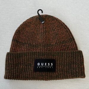 New Guess Men's Brown and Green Knit Beanie